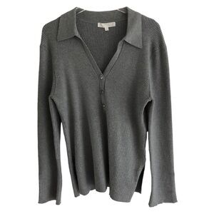 Adyson Parker Gray Knit Johnny Collar Sweater Size Large